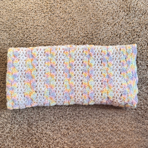 Handmade Handcrafted Popcorn Stitch Crochet Baby Girl Blanket Multicolor 41"x37" - Picture 6 of 8